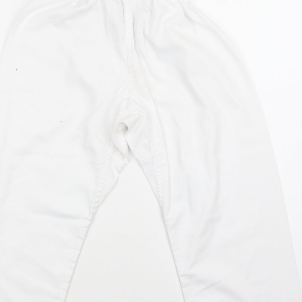 adidas Boys White  Polyester Jogger Trousers Size 9 Years  Regular Drawstring