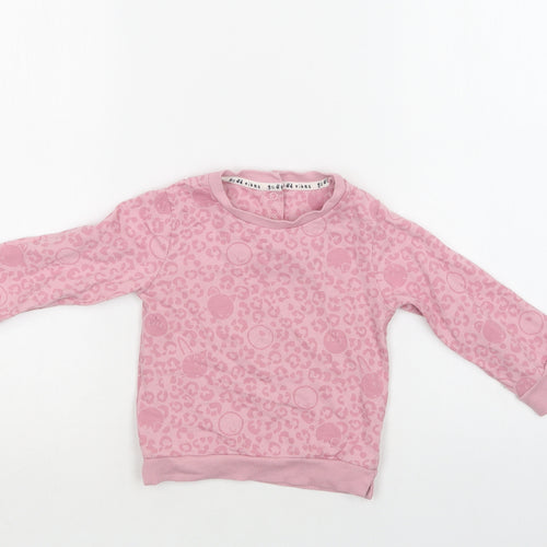 Mothercare Baby Pink Animal Print Cotton Pullover Jumper Size 12-18 Months  Snap