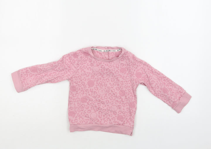 Mothercare Baby Pink Animal Print Cotton Pullover Jumper Size 12-18 Months  Snap