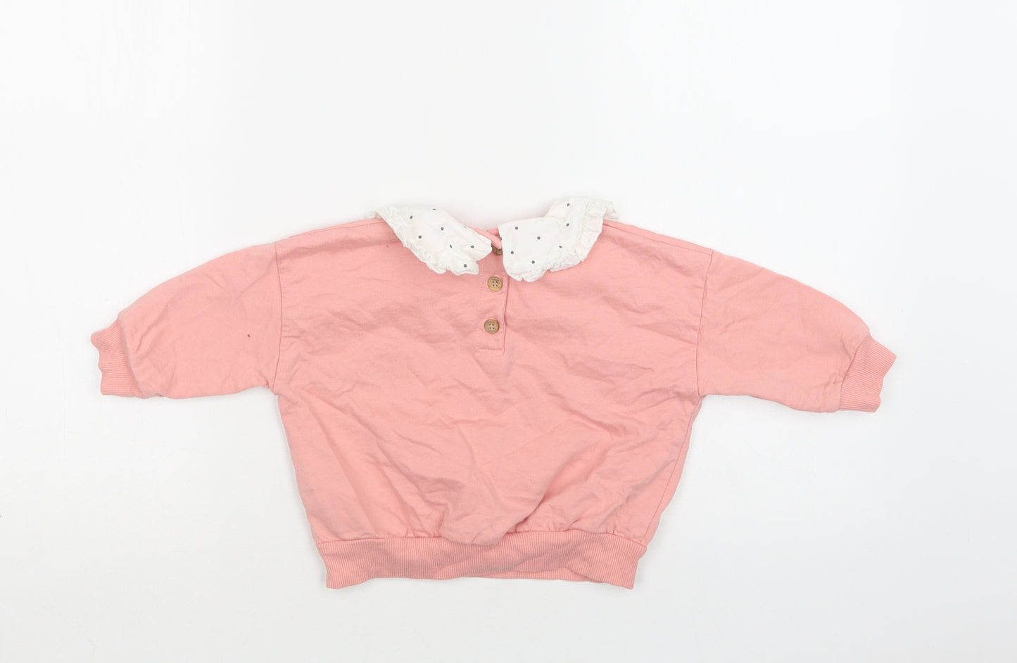 George Baby Pink  Cotton Pullover Jumper Size 12-18 Months  Button - Pudsey