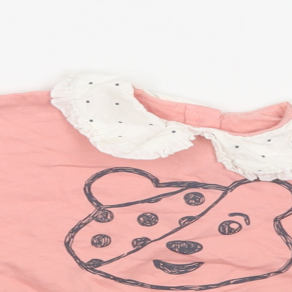 George Baby Pink  Cotton Pullover Jumper Size 12-18 Months  Button - Pudsey