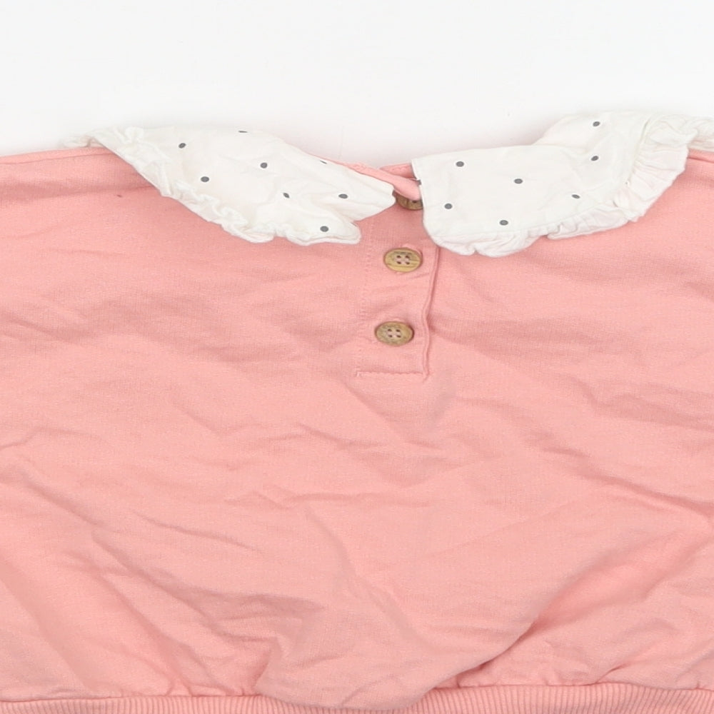 George Baby Pink  Cotton Pullover Jumper Size 12-18 Months  Button - Pudsey