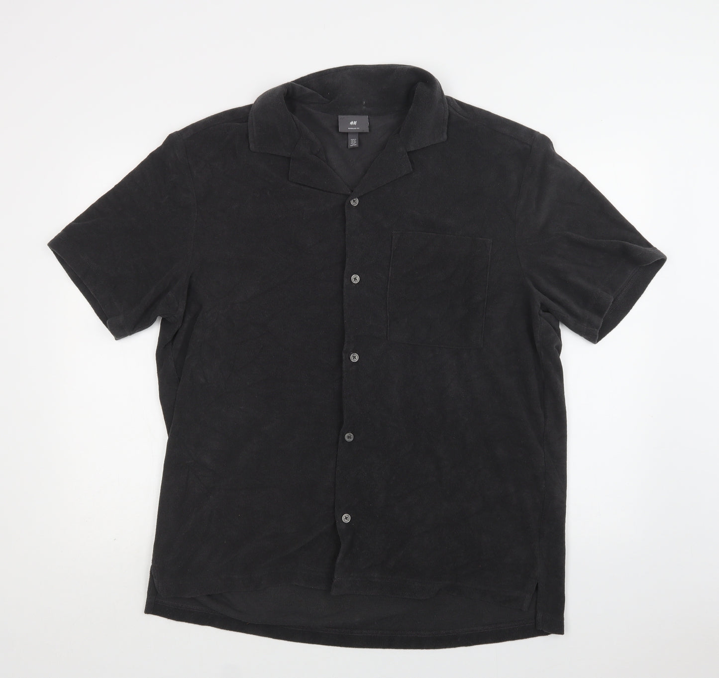 H&M Mens Grey  Cotton  Button-Up Size XL Collared Button