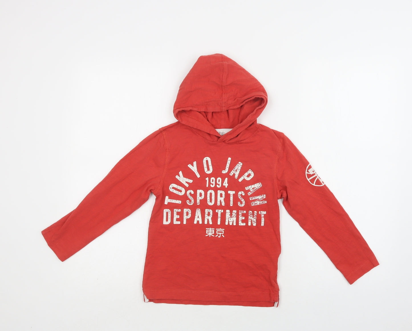 H&M Boys Red  Cotton Pullover Hoodie Size 6-7 Years