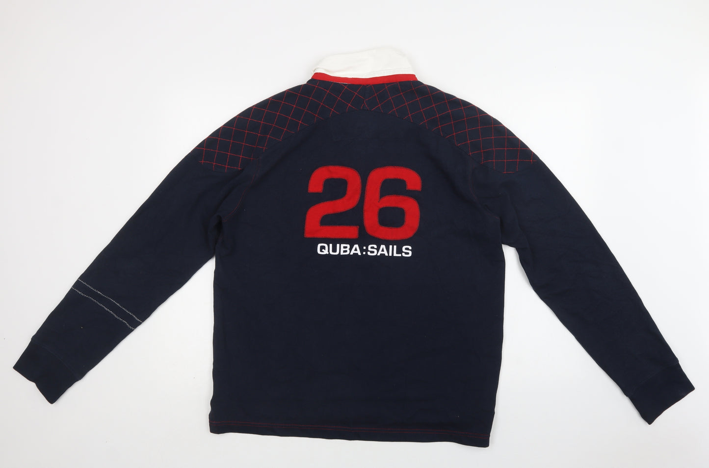 Quba:Sails Mens Blue  Cotton  Polo Size M Collared Button