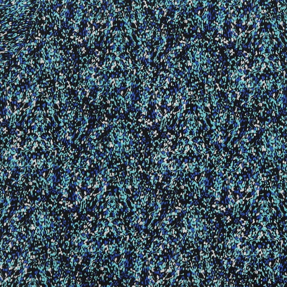 Daxon Womens Green Geometric Polyester Basic Blouse Size 2XL V-Neck