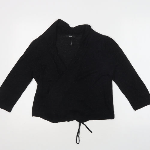 M&S Womens Black V-Neck  Viscose Cardigan Jumper Size 10