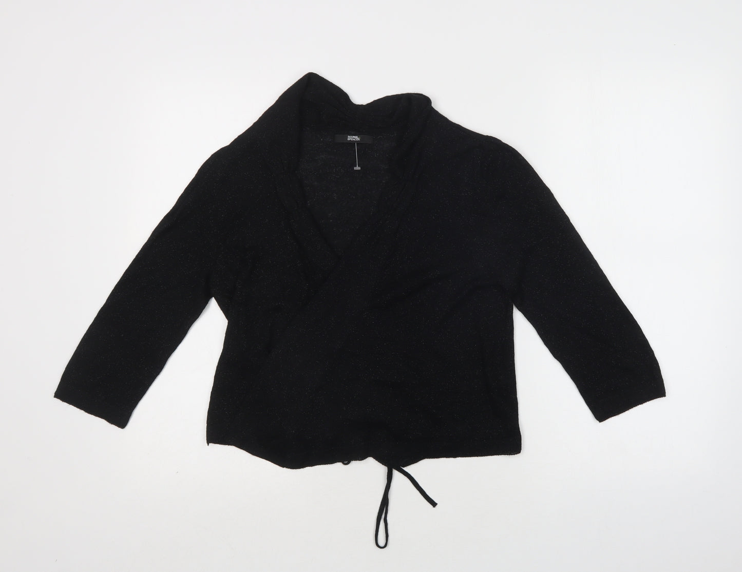 M&S Womens Black V-Neck  Viscose Cardigan Jumper Size 10