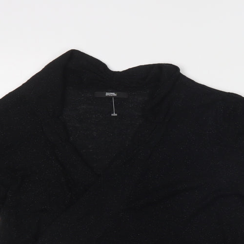 M&S Womens Black V-Neck  Viscose Cardigan Jumper Size 10
