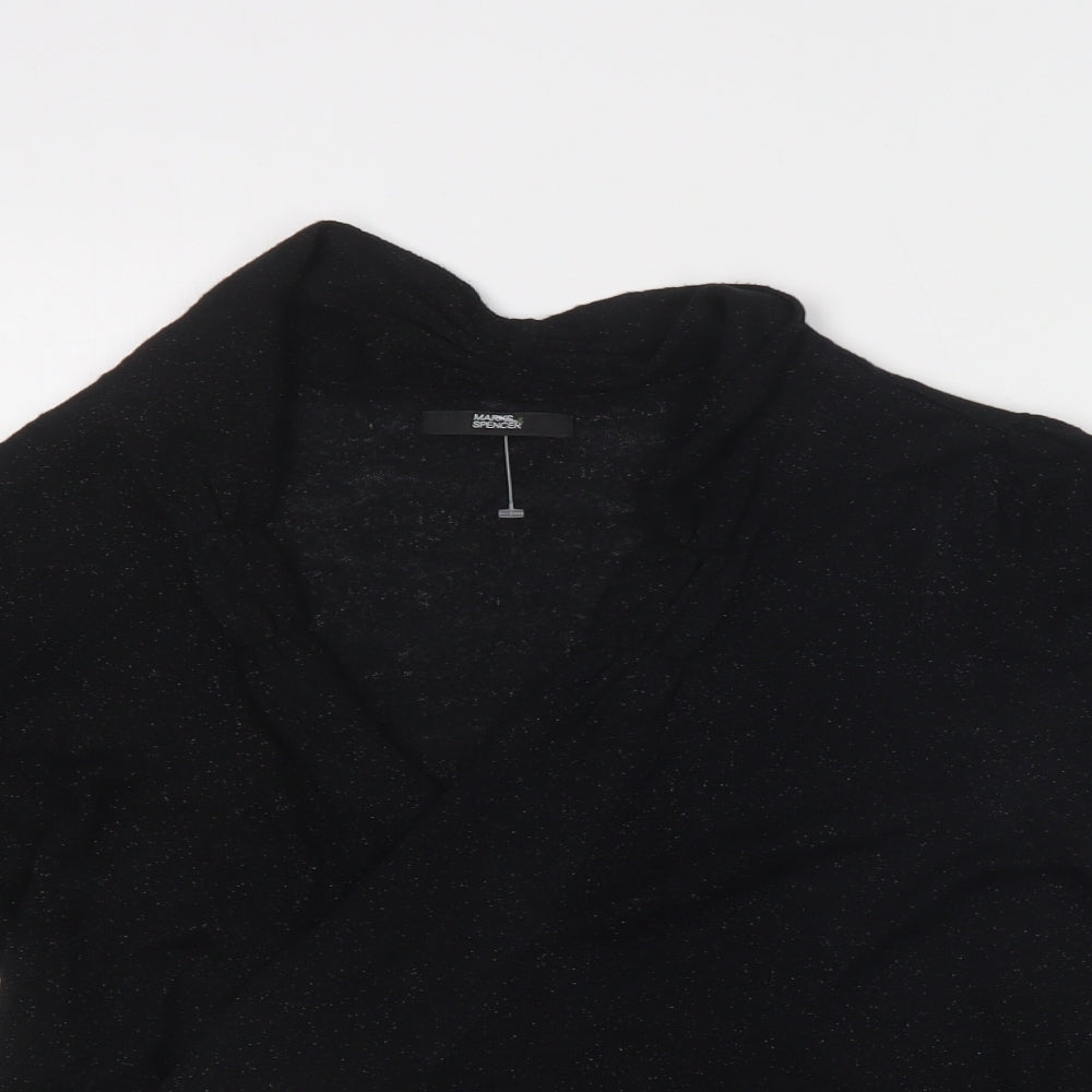 M&S Womens Black V-Neck  Viscose Cardigan Jumper Size 10