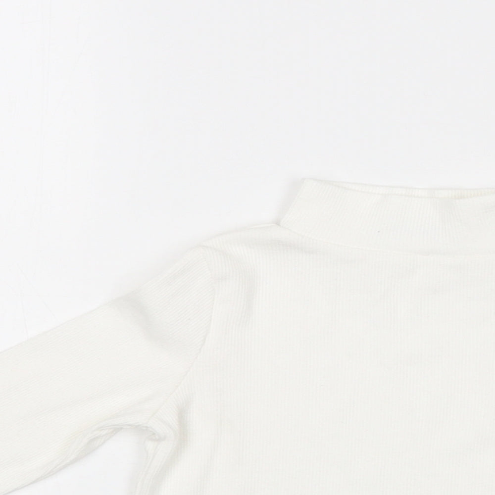 E-vie Angel Girls White  Cotton Basic Blouse Size 3-4 Years Mock Neck