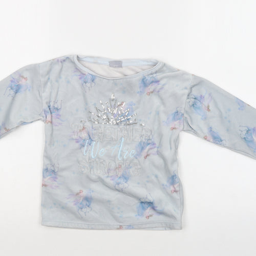 TU Girls Blue Geometric Polyester Top Pyjama Top Size 4-5 Years   - Frozen 2