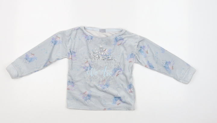 TU Girls Blue Geometric Polyester Top Pyjama Top Size 4-5 Years - Frozen 2