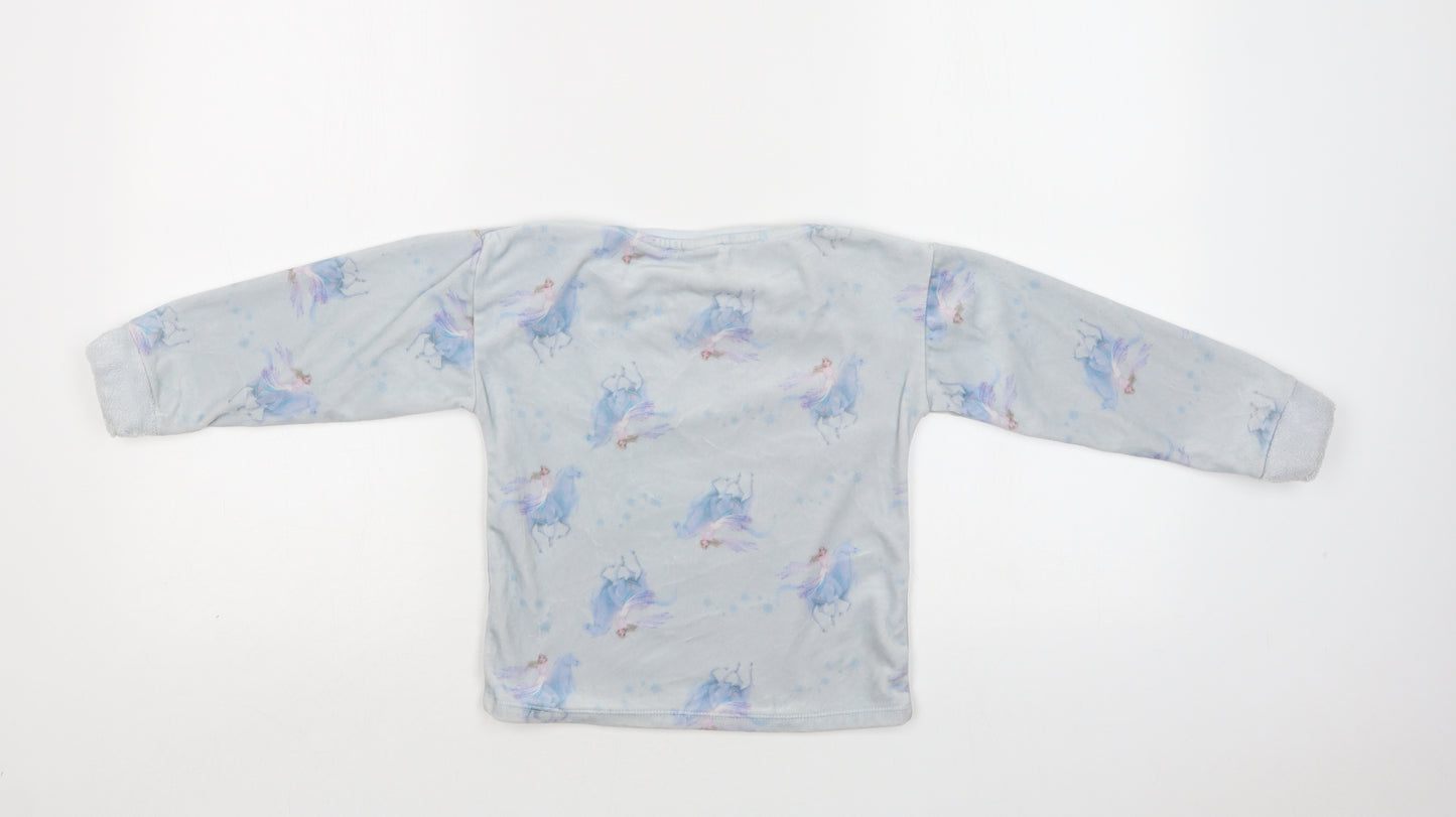 TU Girls Blue Geometric Polyester Top Pyjama Top Size 4-5 Years   - Frozen 2