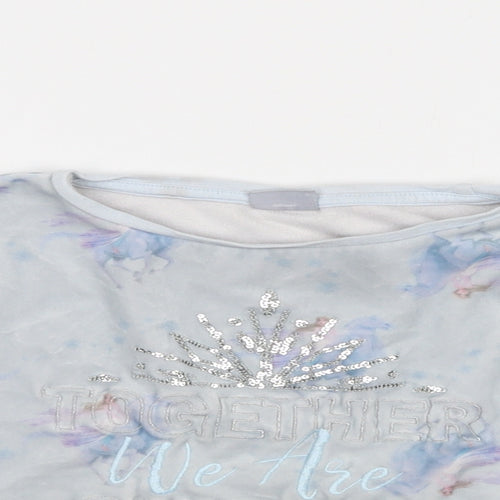 TU Girls Blue Geometric Polyester Top Pyjama Top Size 4-5 Years   - Frozen 2