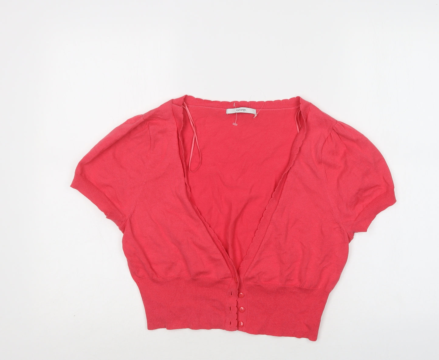 George Womens Pink V-Neck  Cotton Shrug Jumper Size 16