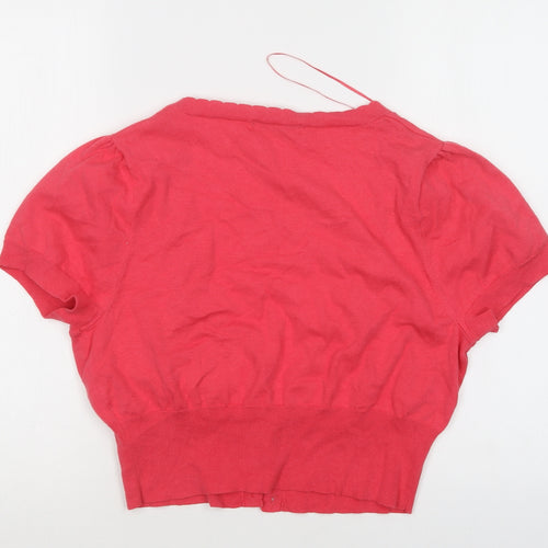 George Womens Pink V-Neck  Cotton Shrug Jumper Size 16
