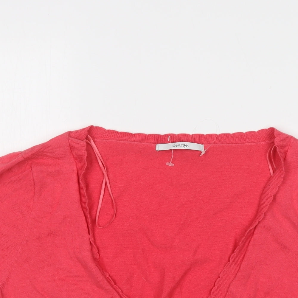 George Womens Pink V-Neck  Cotton Shrug Jumper Size 16