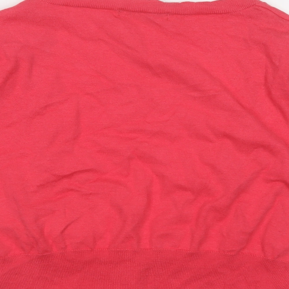 George Womens Pink V-Neck  Cotton Shrug Jumper Size 16