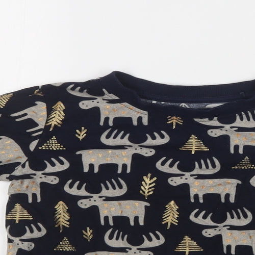 NEXT Boys Blue Geometric Polyester Pullover Sweatshirt Size 4 Years  Snap - Reindeer Print