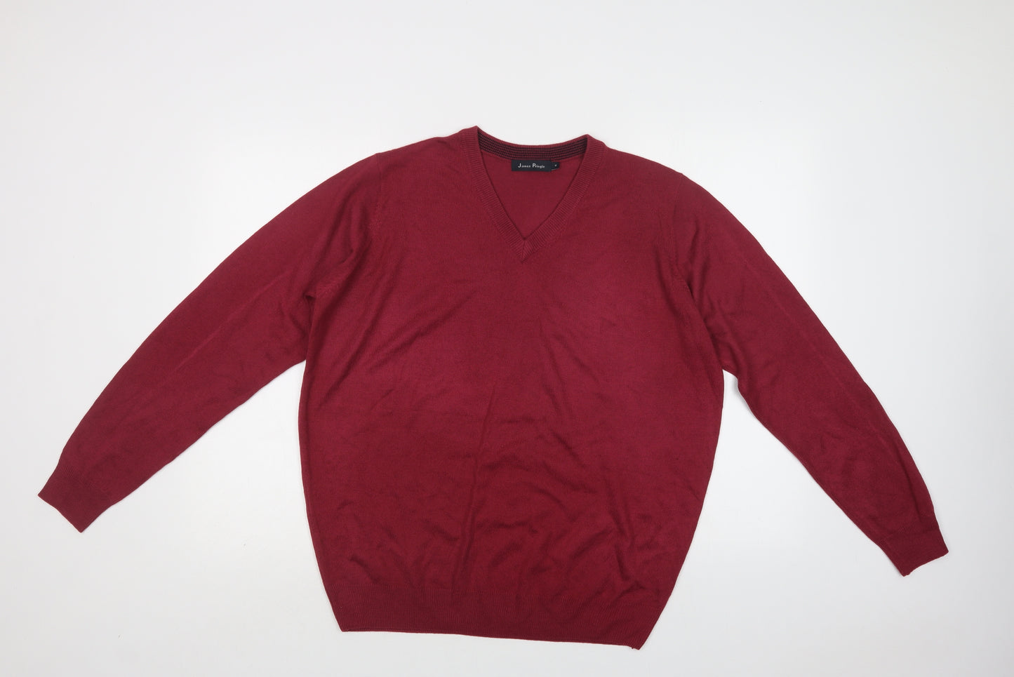 James Pringle Mens Purple V-Neck  Acrylic Pullover Jumper Size M