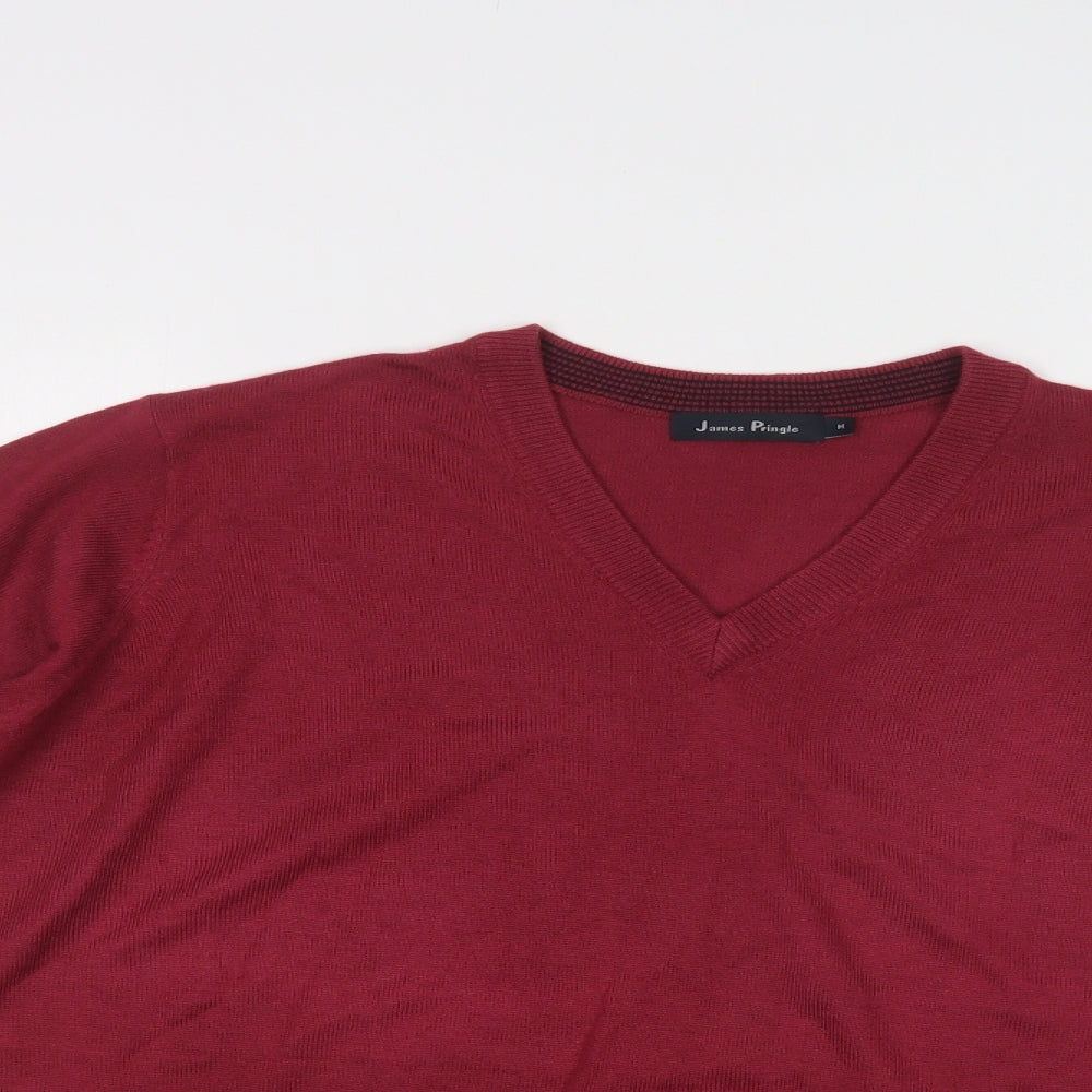 James Pringle Mens Purple V-Neck  Acrylic Pullover Jumper Size M