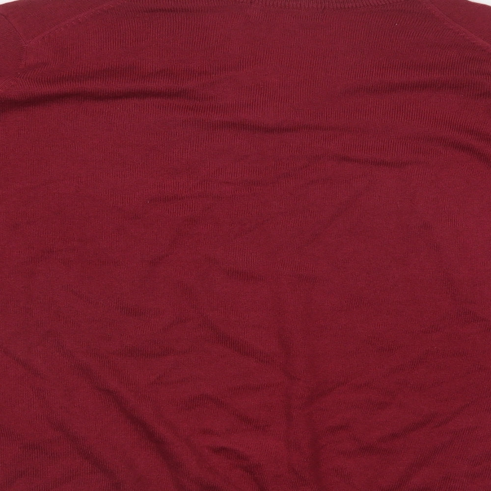 James Pringle Mens Purple V-Neck  Acrylic Pullover Jumper Size M