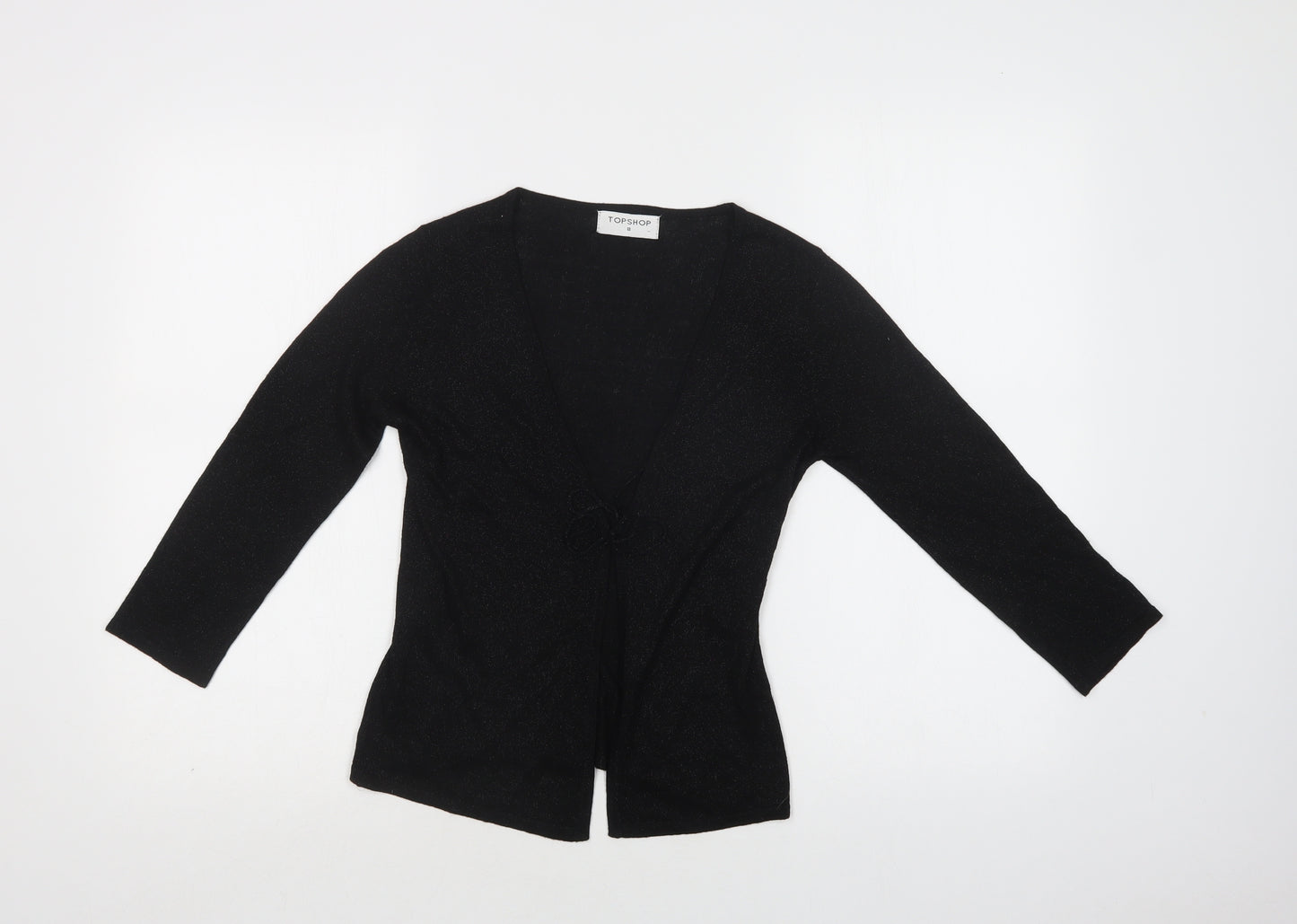 Topshop Womens Black V-Neck  Viscose Cardigan Jumper Size 8