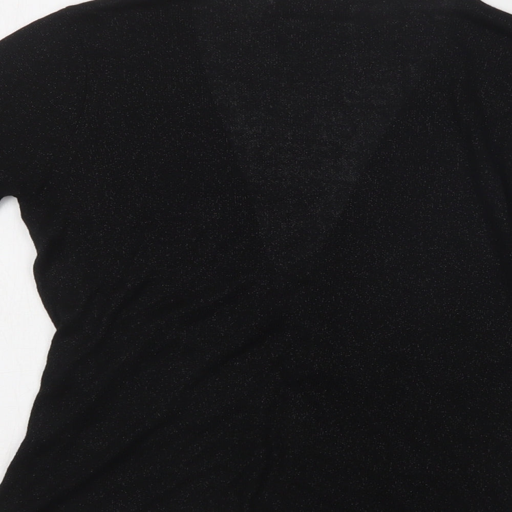Topshop Womens Black V-Neck  Viscose Cardigan Jumper Size 8