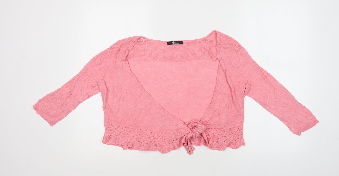 BM Womens Pink V-Neck  Viscose Shrug Jumper Size M