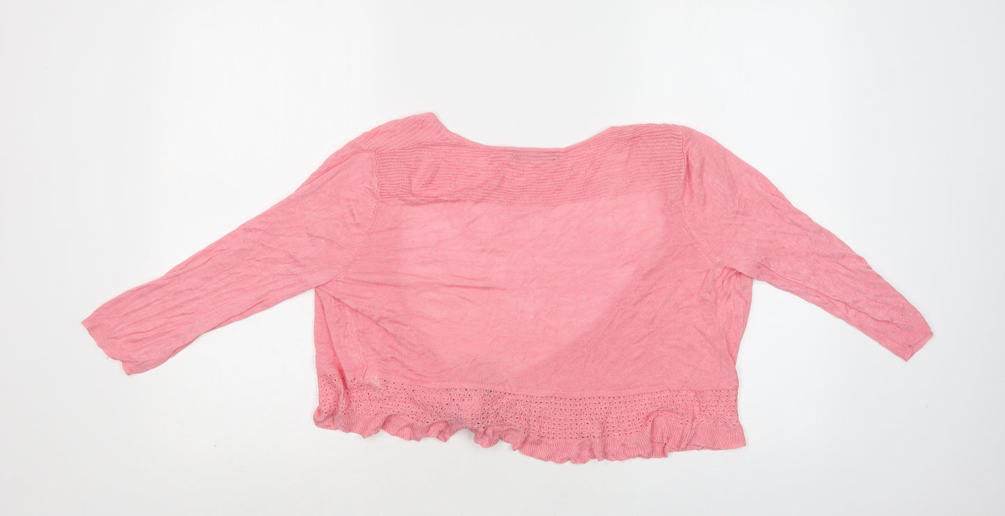 BM Womens Pink V-Neck  Viscose Shrug Jumper Size M