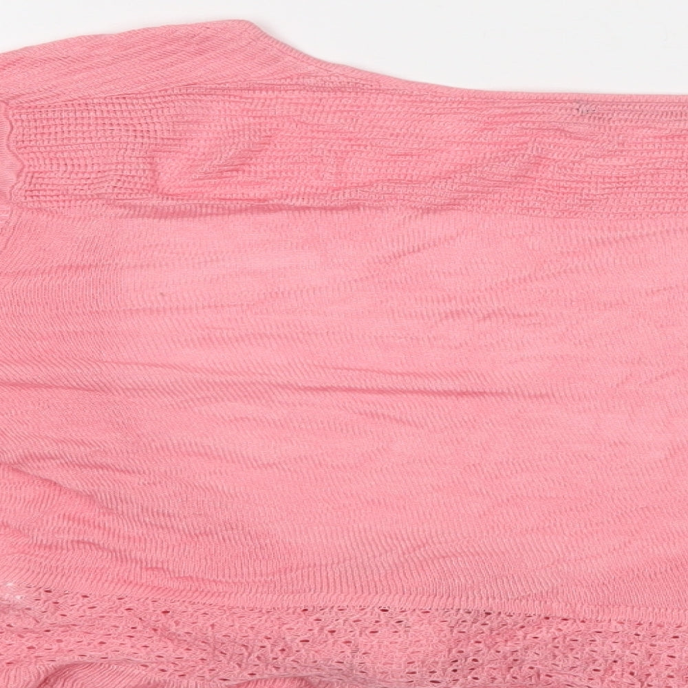 BM Womens Pink V-Neck  Viscose Shrug Jumper Size M