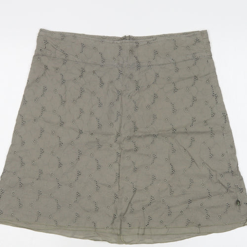 ROXY Womens Green  Cotton A-Line Skirt Size M   Zip
