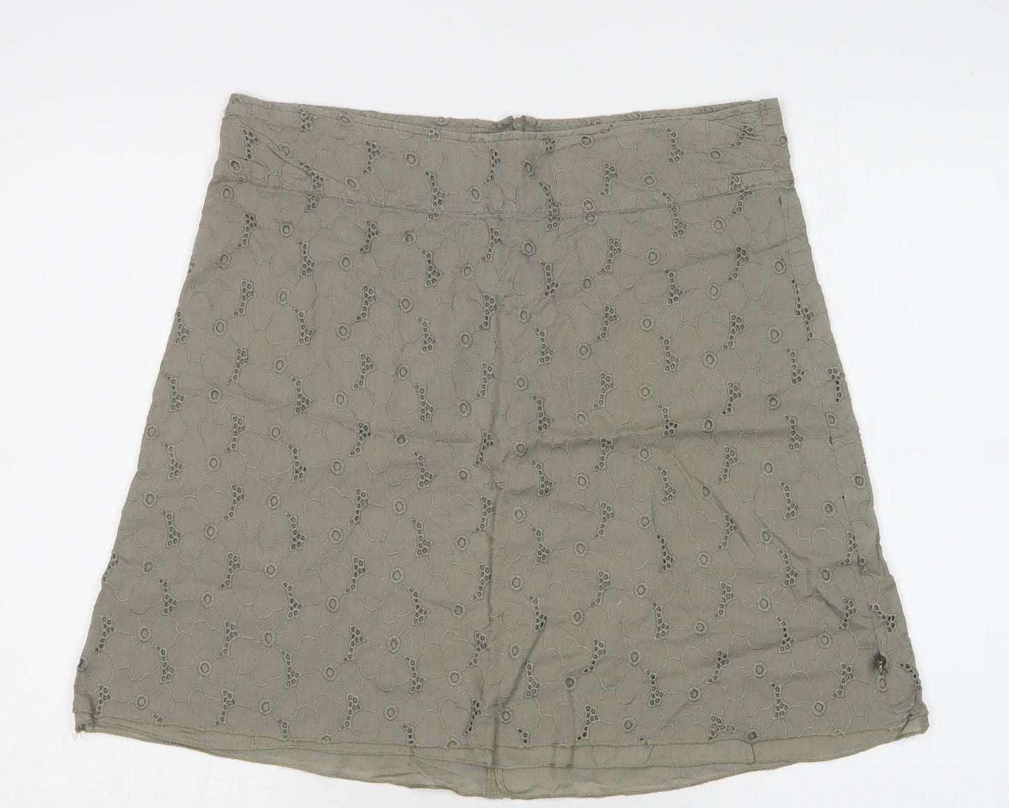 ROXY Womens Green  Cotton A-Line Skirt Size M   Zip