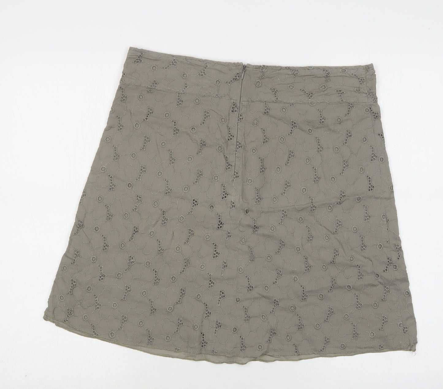 ROXY Womens Green  Cotton A-Line Skirt Size M   Zip