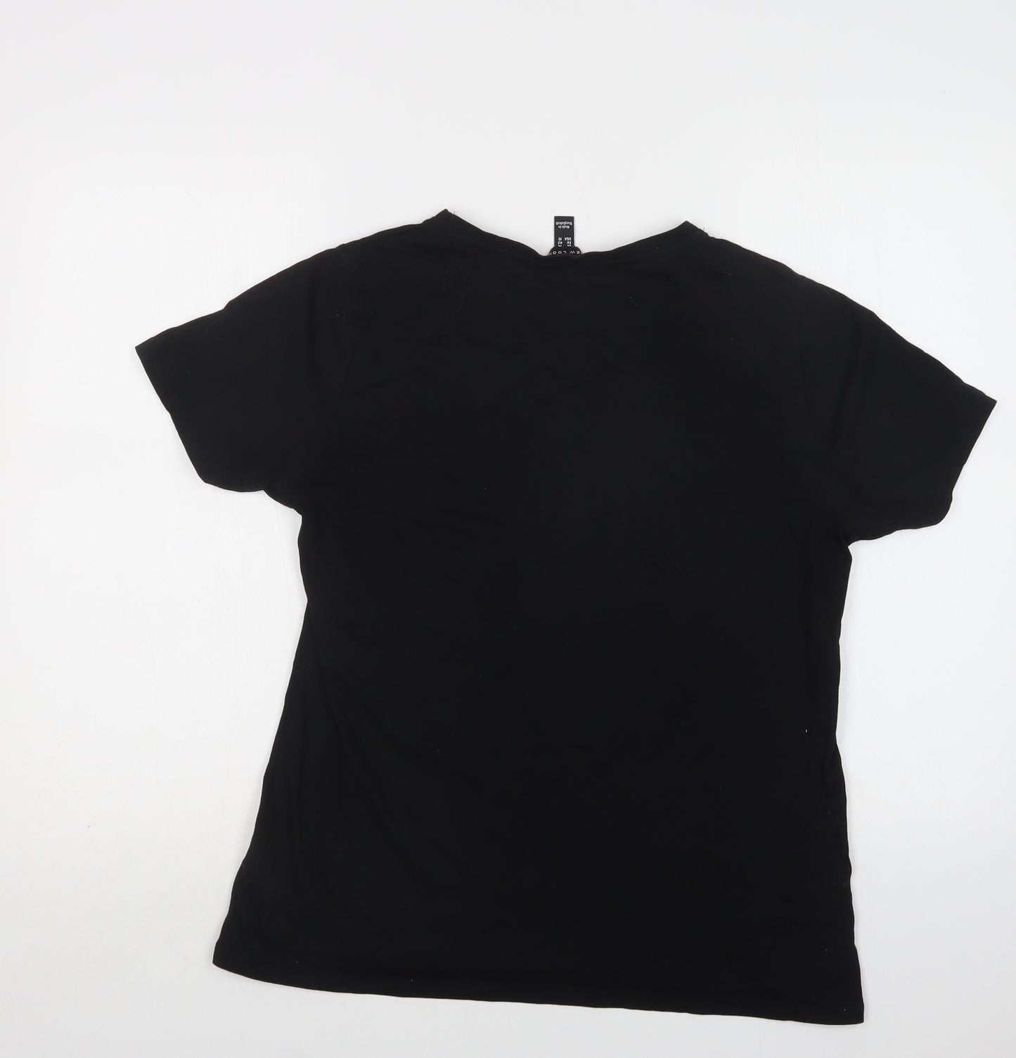 New Look Womens Black  Cotton Basic T-Shirt Size 14 Crew Neck