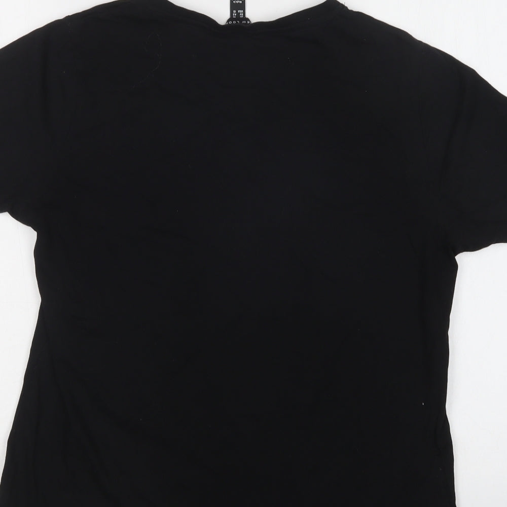 New Look Womens Black  Cotton Basic T-Shirt Size 14 Crew Neck