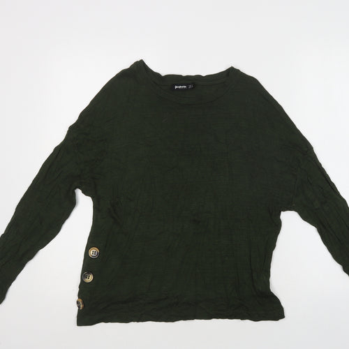 Stradivarius Womens Green Crew Neck  Viscose Pullover Jumper Size S