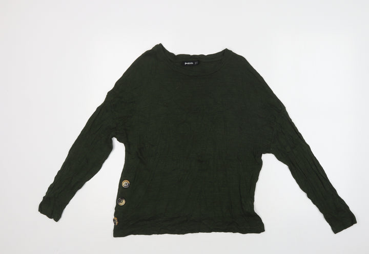 Stradivarius Womens Green Crew Neck Viscose Pullover Jumper Size S