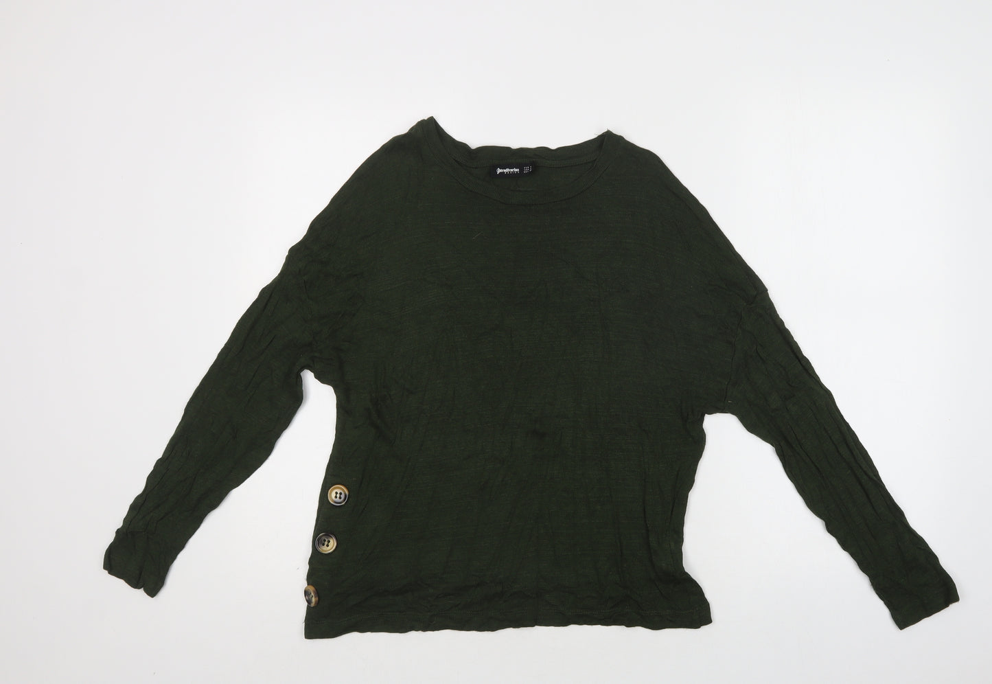 Stradivarius Womens Green Crew Neck  Viscose Pullover Jumper Size S