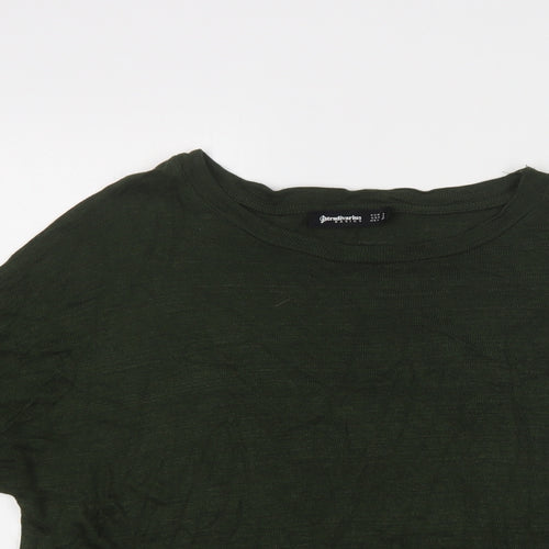 Stradivarius Womens Green Crew Neck  Viscose Pullover Jumper Size S