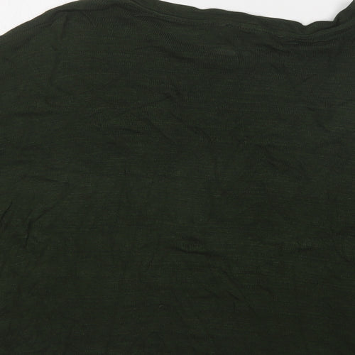 Stradivarius Womens Green Crew Neck  Viscose Pullover Jumper Size S