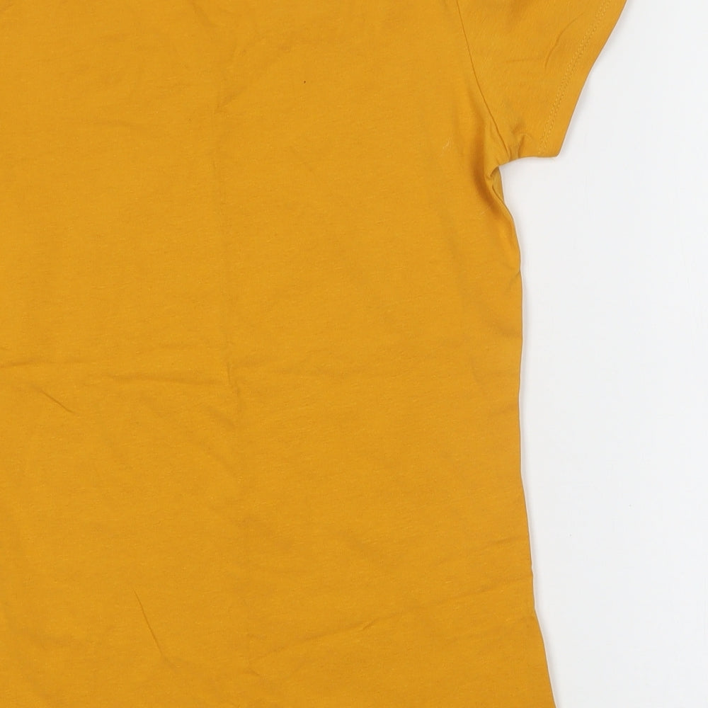 Primark Womens Yellow  Cotton Basic T-Shirt Size S V-Neck