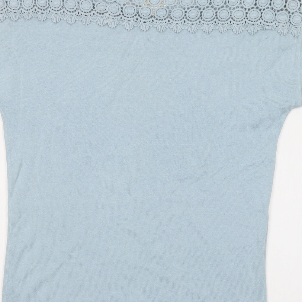 Pomodoro Womens Blue Boat Neck   Pullover Jumper Size 10