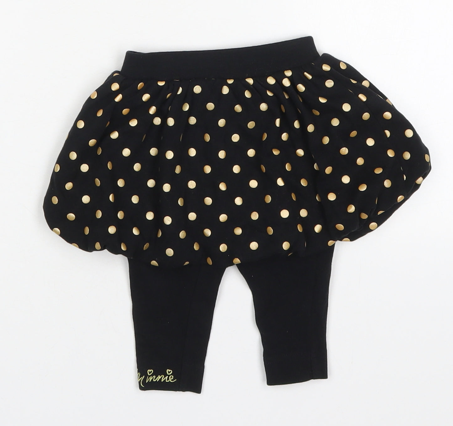 George Girls Black Polka Dot Cotton Skater Skirt Size 3-6 Months   - Leggings