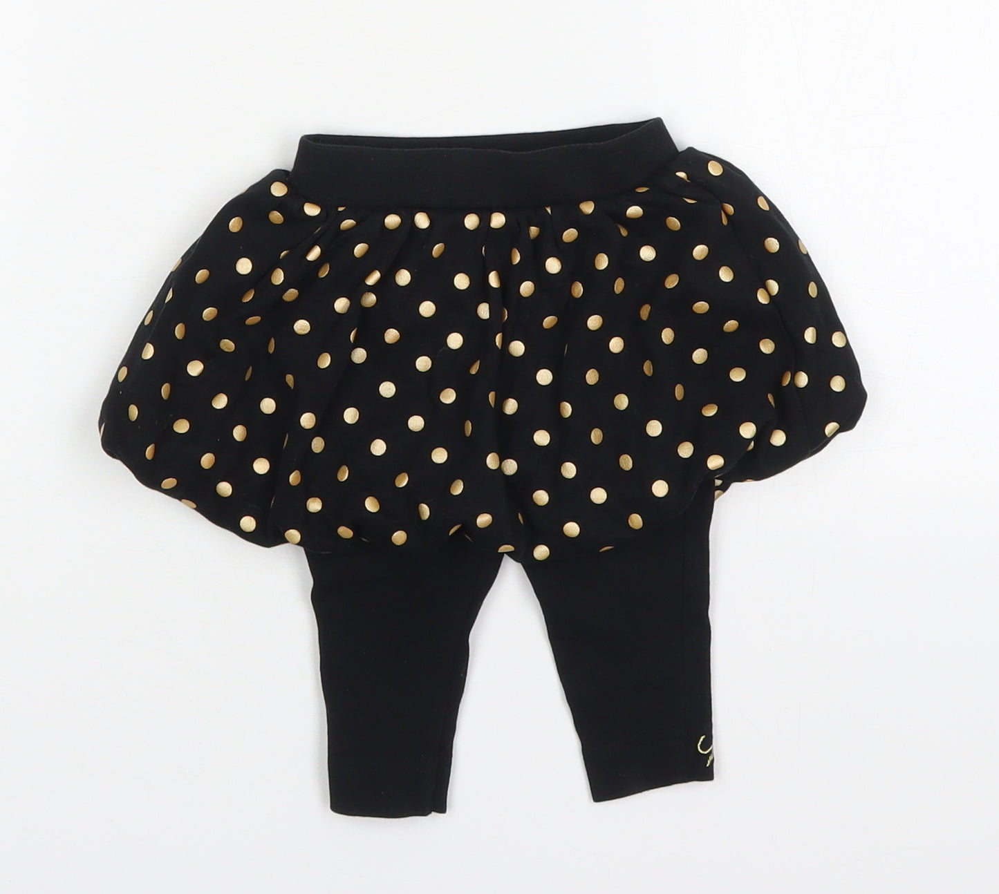 George Girls Black Polka Dot Cotton Skater Skirt Size 3-6 Months   - Leggings