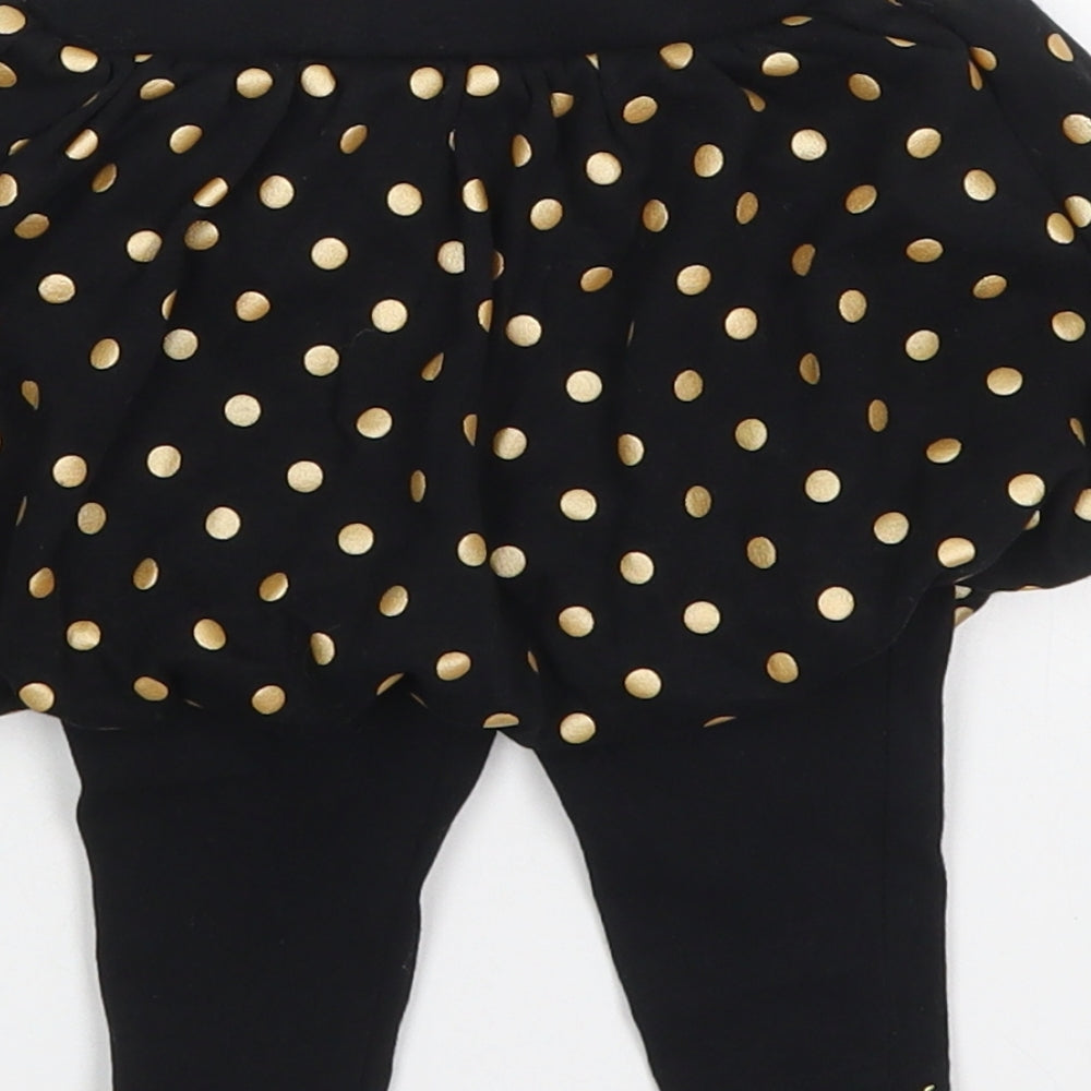 George Girls Black Polka Dot Cotton Skater Skirt Size 3-6 Months   - Leggings