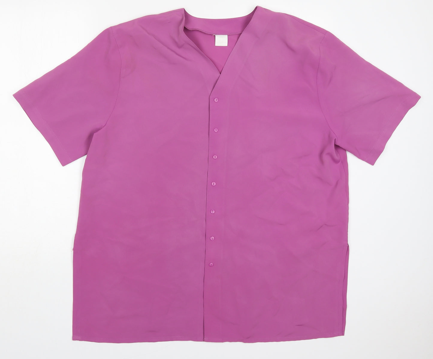 Preworn Womens Purple  Polyester Basic Button-Up Size 18 V-Neck