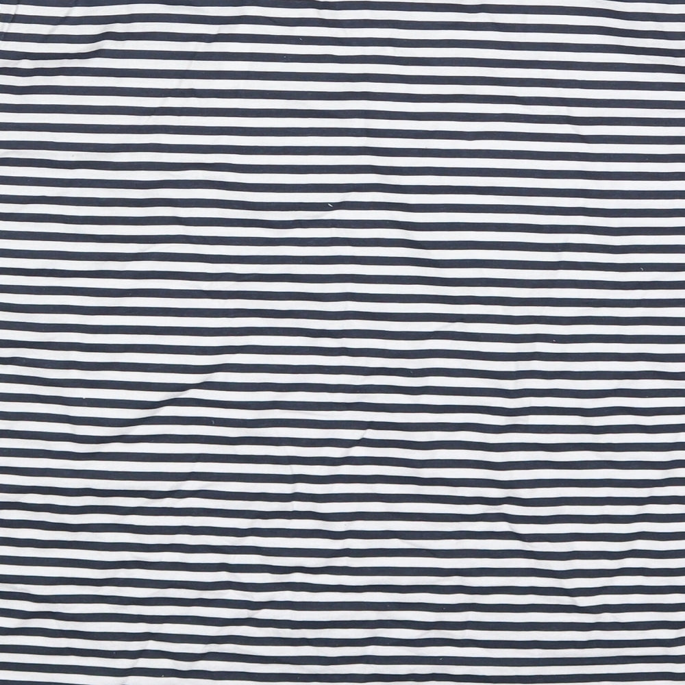 Anne De Lancay Womens Blue Striped Cotton Basic T-Shirt Size 14 Round Neck