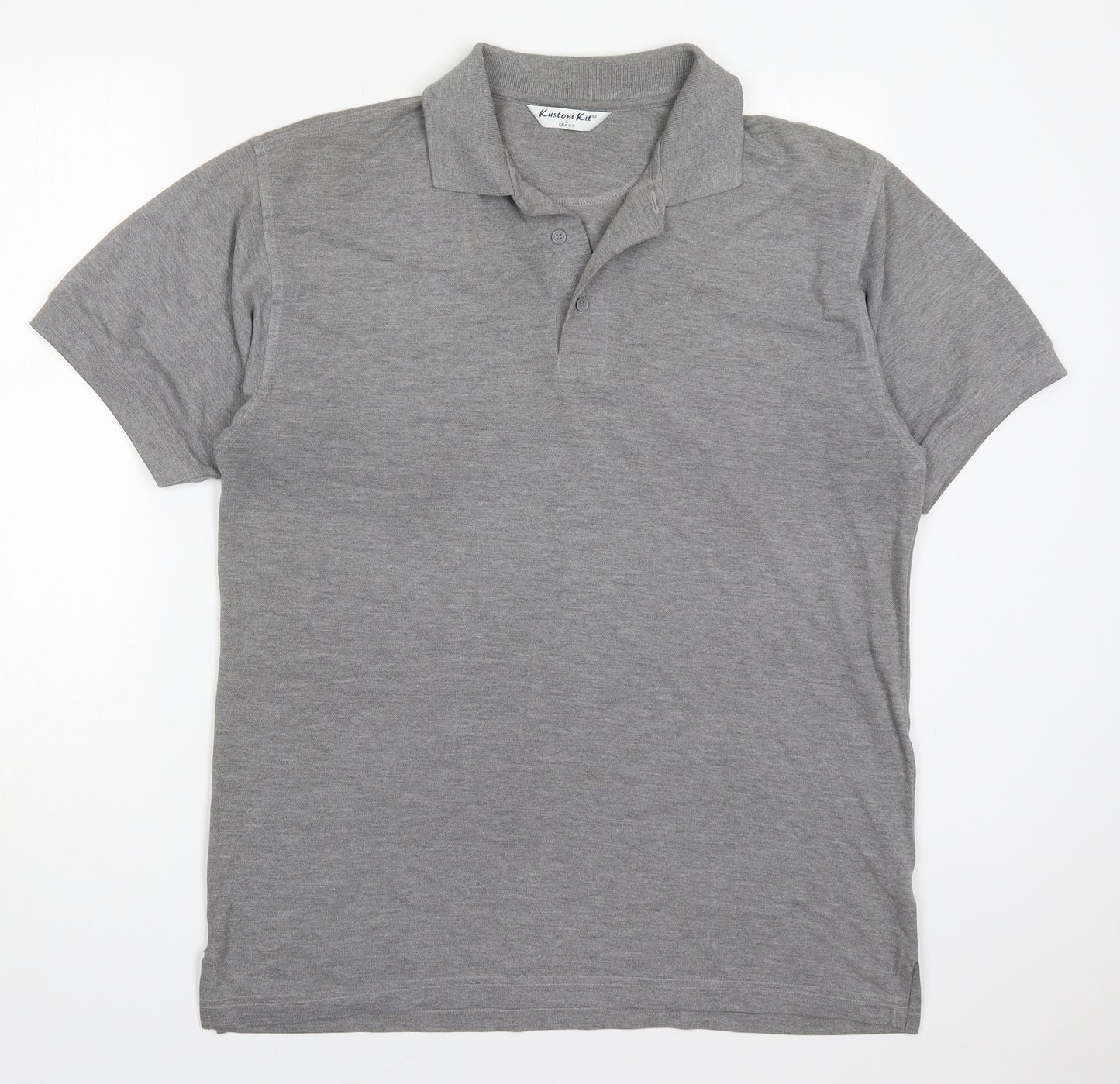 Kustom Kit Mens Grey  Polyester  Polo Size L Collared Pullover - W